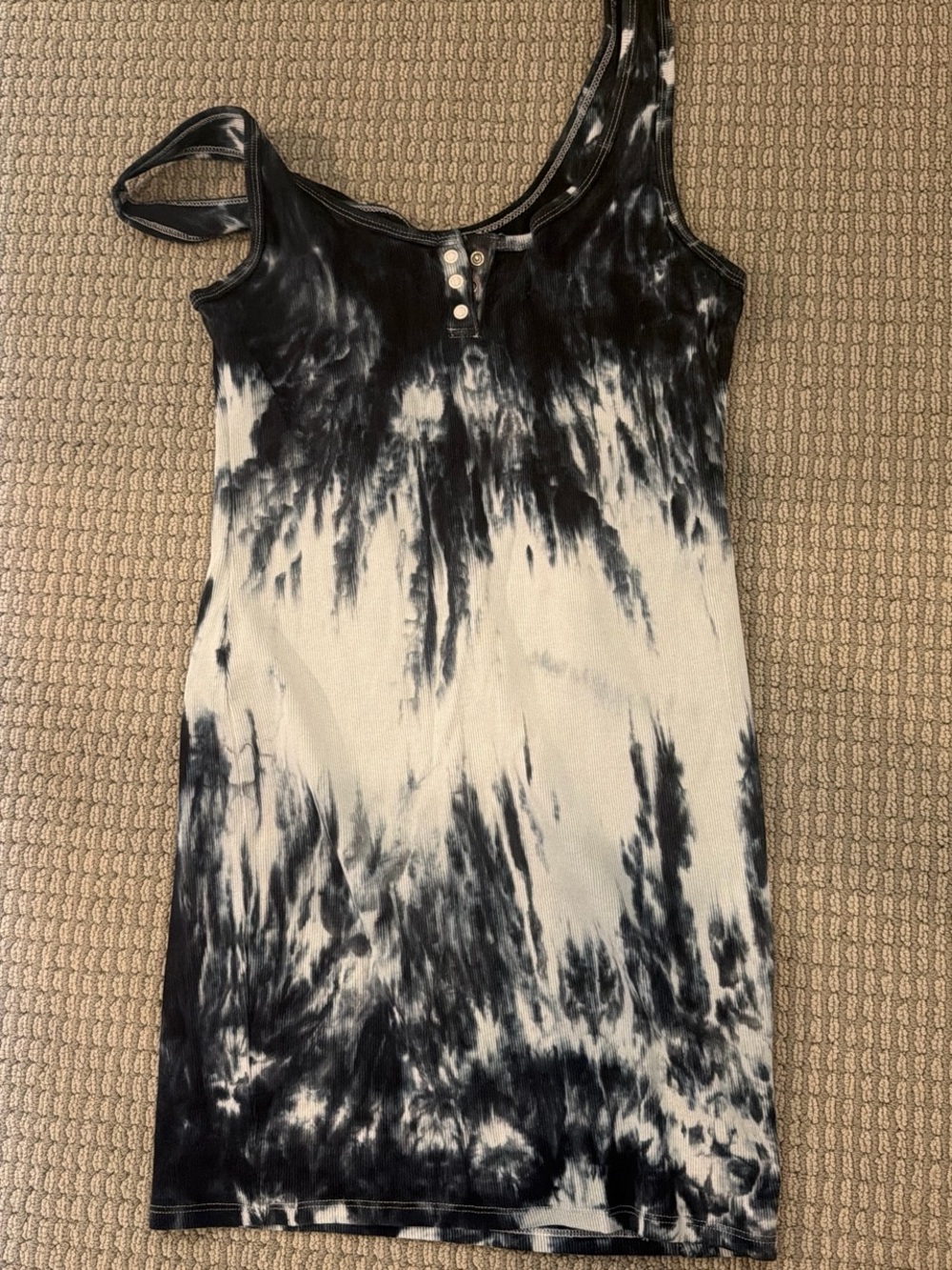 ZARA Sleeveless NAVY & White Tie-Dye Tank Top Dress